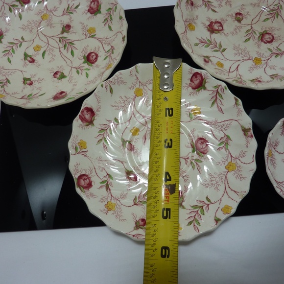 COPELAND Spode Rosebud Chintz 3 Saucer, 1 Spoon Rest - England - Picture 3 of 6